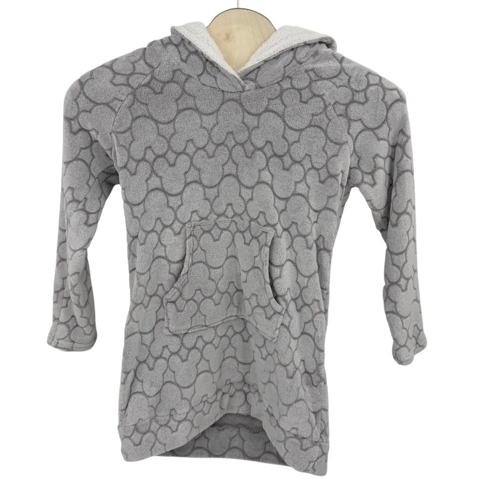 Disney Hoodie Robe Women Medium Gray Mickey Mouse Faux Fur Cozy Loungewear